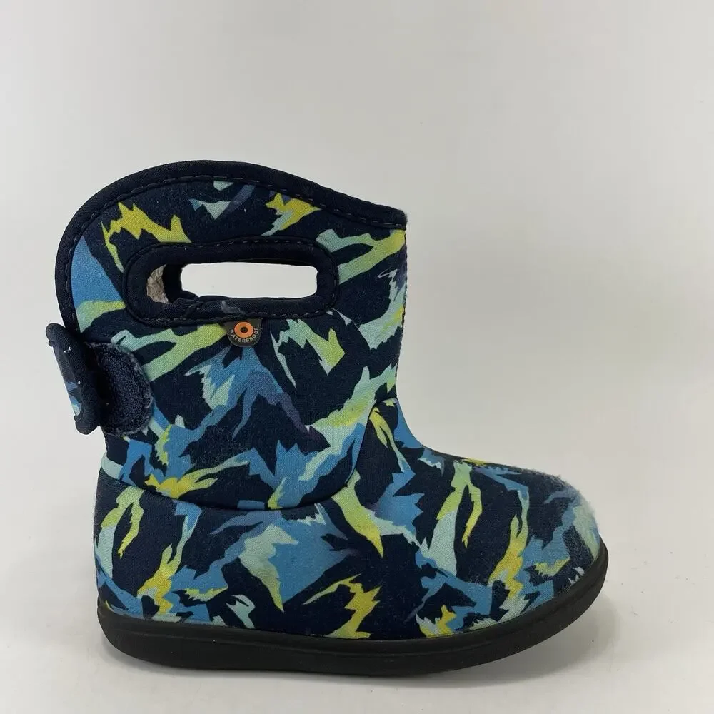 Bogs Bogs II Rain Boots Kids Size 9 Blue Faux Fur Lined Winter Snow Sport Camo